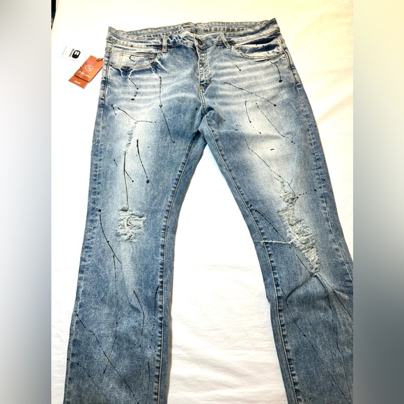 Crysp denim men’s distressed jeans with paint splatter size 38 - Picture 3 of 8